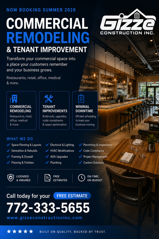 Commercial Remodeling & Tenant Improvements in Port St. Lucie | Gizze Construction